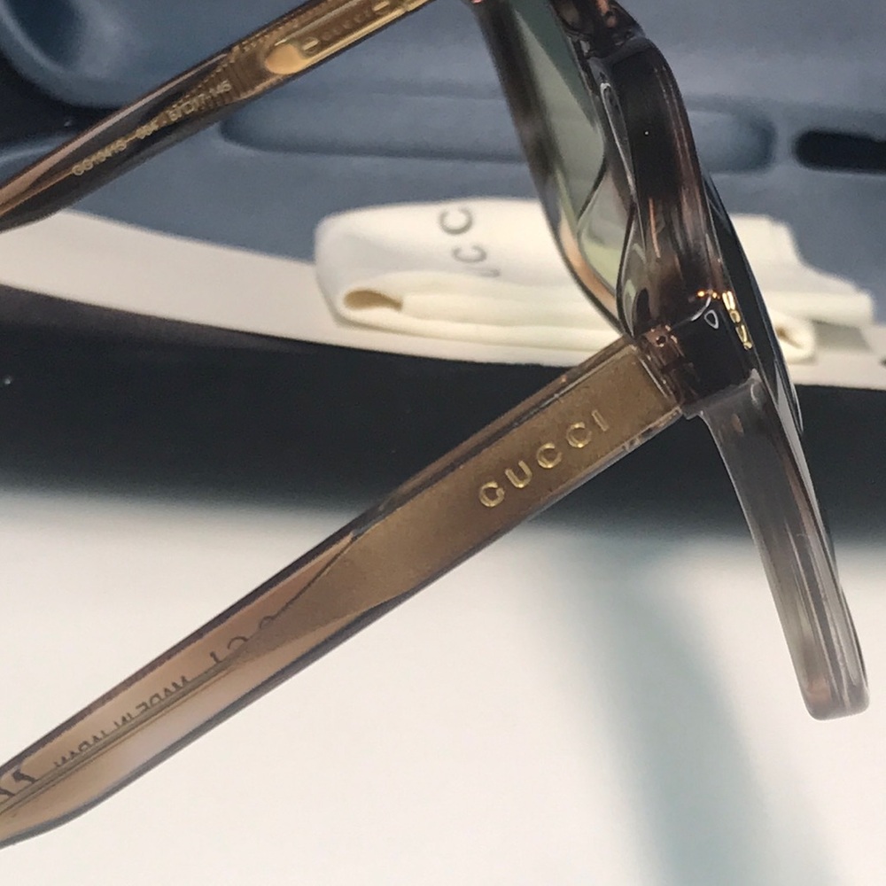 💯- Gucci New Authentic GG1041S 004 Brown Sunglasses with Green Lenses - Picture 13 of 15